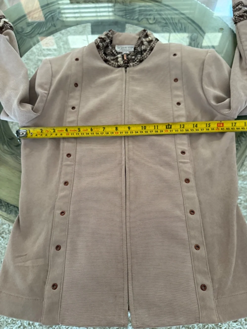 St John Sport By Marie Gray Mixed Media Mock Neck Jacket Tan Size P Quiet Luxury